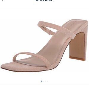 NWT The Drop “Avery” Square Toe Two Strap Heeled Sandal | Natural | Size 8.5